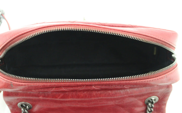 Top Quality Chanel Red Aged Calfskin Leather Quilted Medium Easy Flap Shoulder Bag