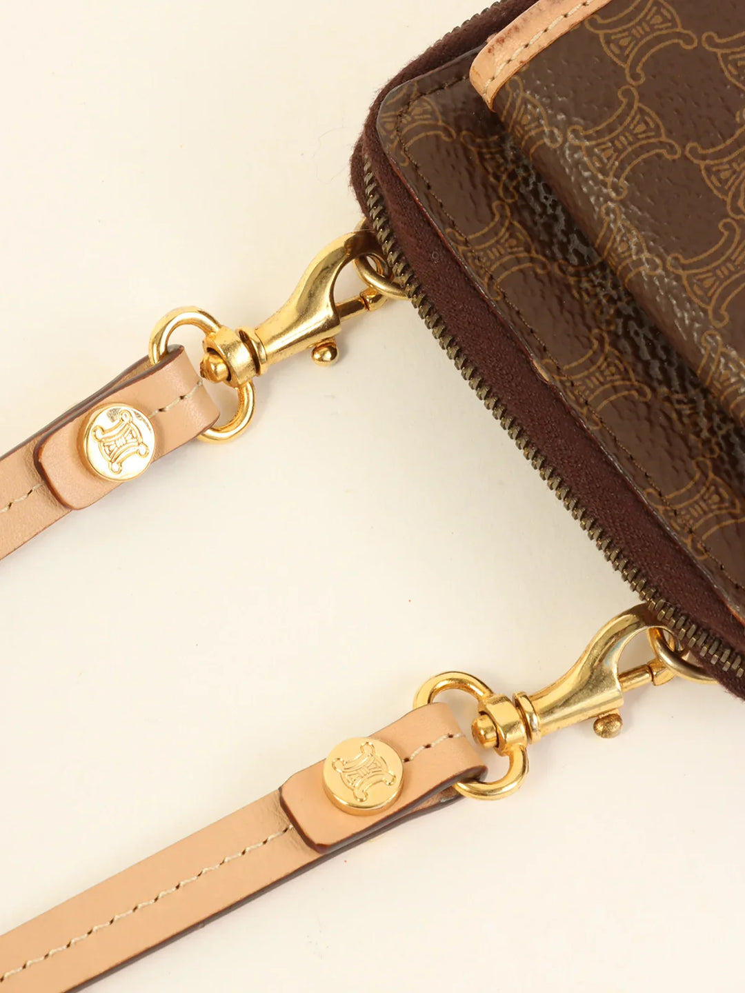 Celine Macadam Pattern Shoulder Wallet Brown