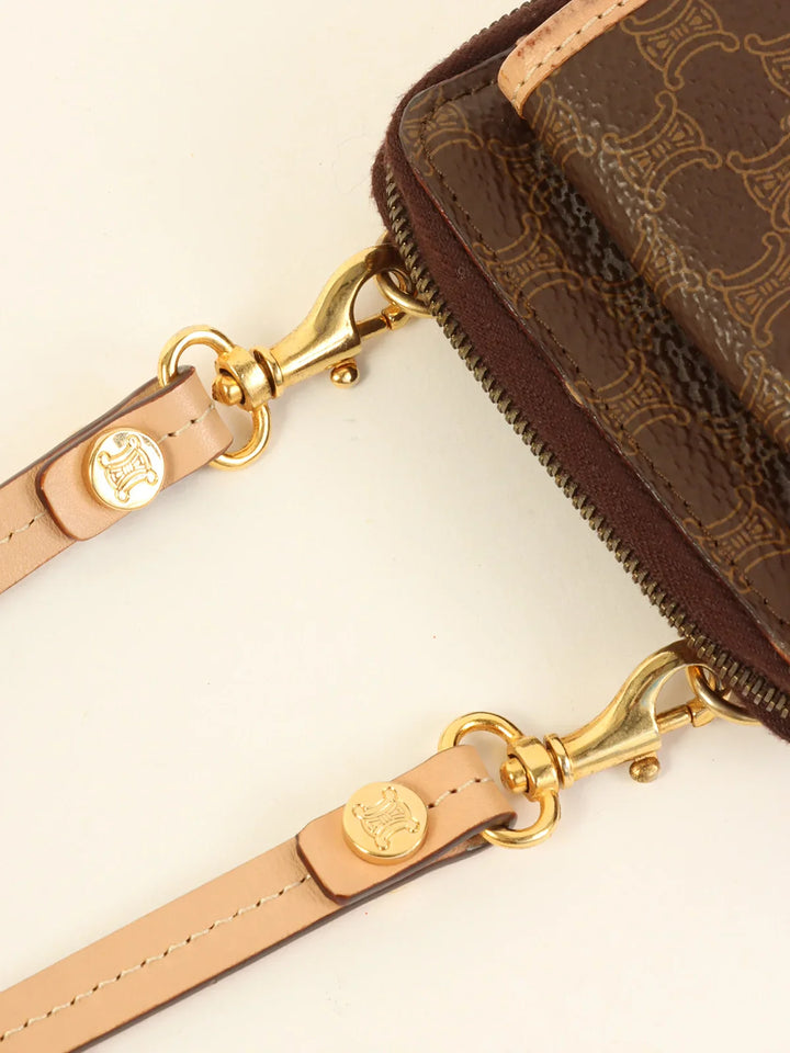 Celine Macadam Pattern Shoulder Wallet Brown