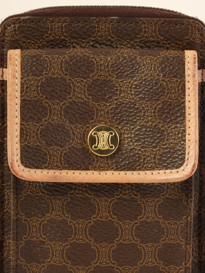 Celine Macadam Pattern Shoulder Wallet Brown