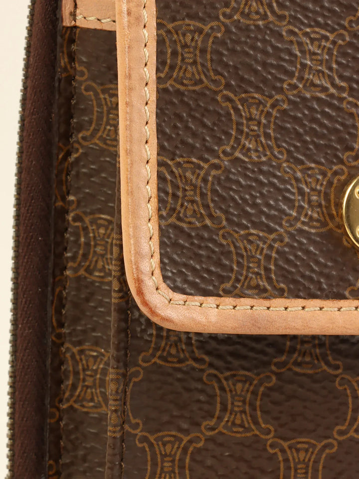 Celine Macadam Pattern Shoulder Wallet Brown