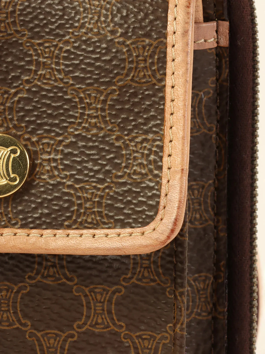 Celine Macadam Pattern Shoulder Wallet Brown