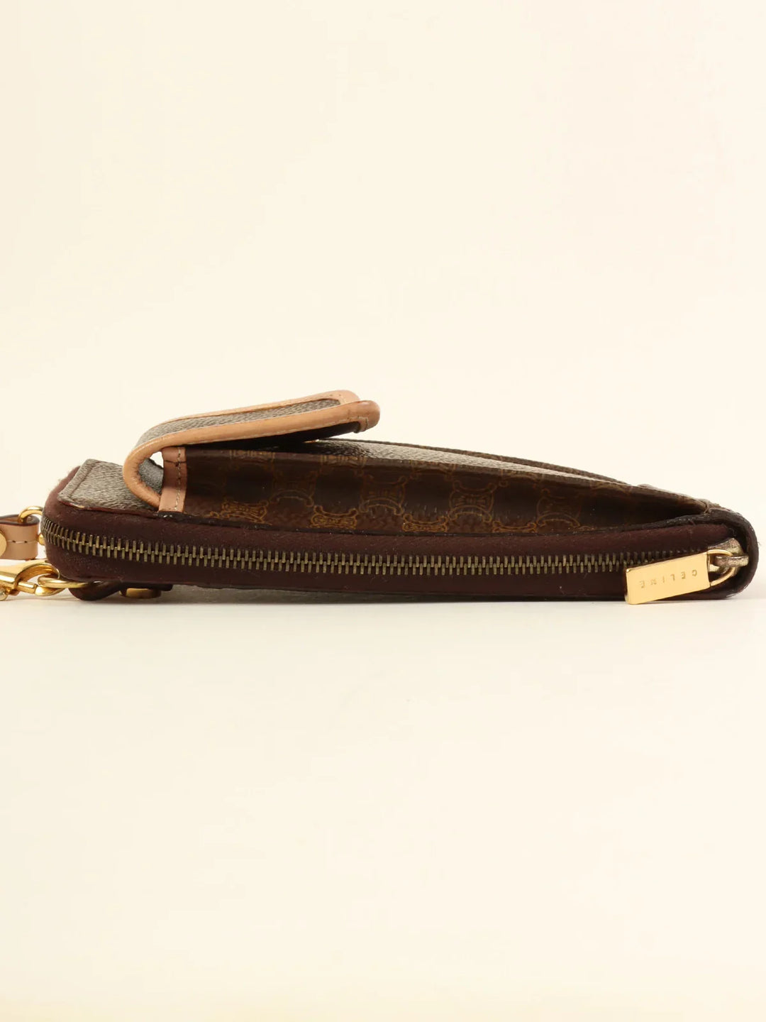Celine Macadam Pattern Shoulder Wallet Brown