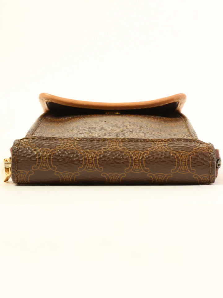 Celine Macadam Pattern Shoulder Wallet Brown