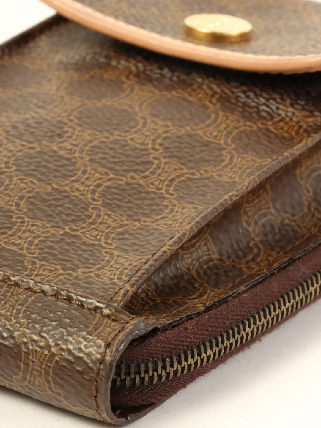 Celine Macadam Pattern Shoulder Wallet Brown