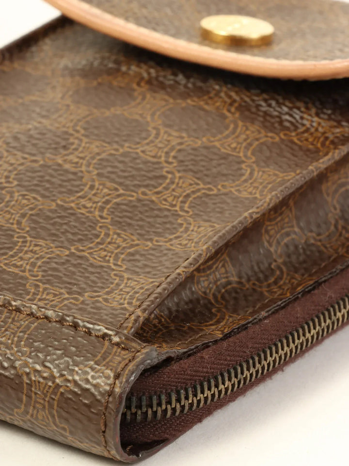 Celine Macadam Pattern Shoulder Wallet Brown