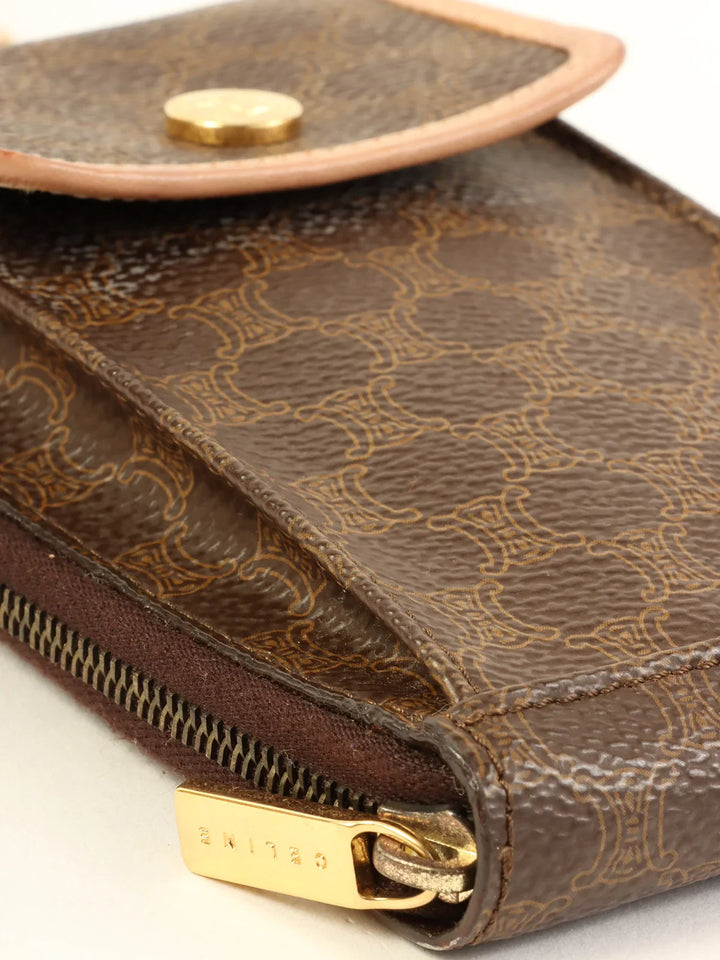 Celine Macadam Pattern Shoulder Wallet Brown