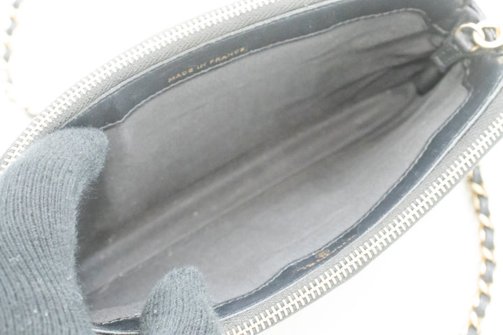 Chanel Boy Black Caviar Wallet On Chain WOC Double Zip Shoulder