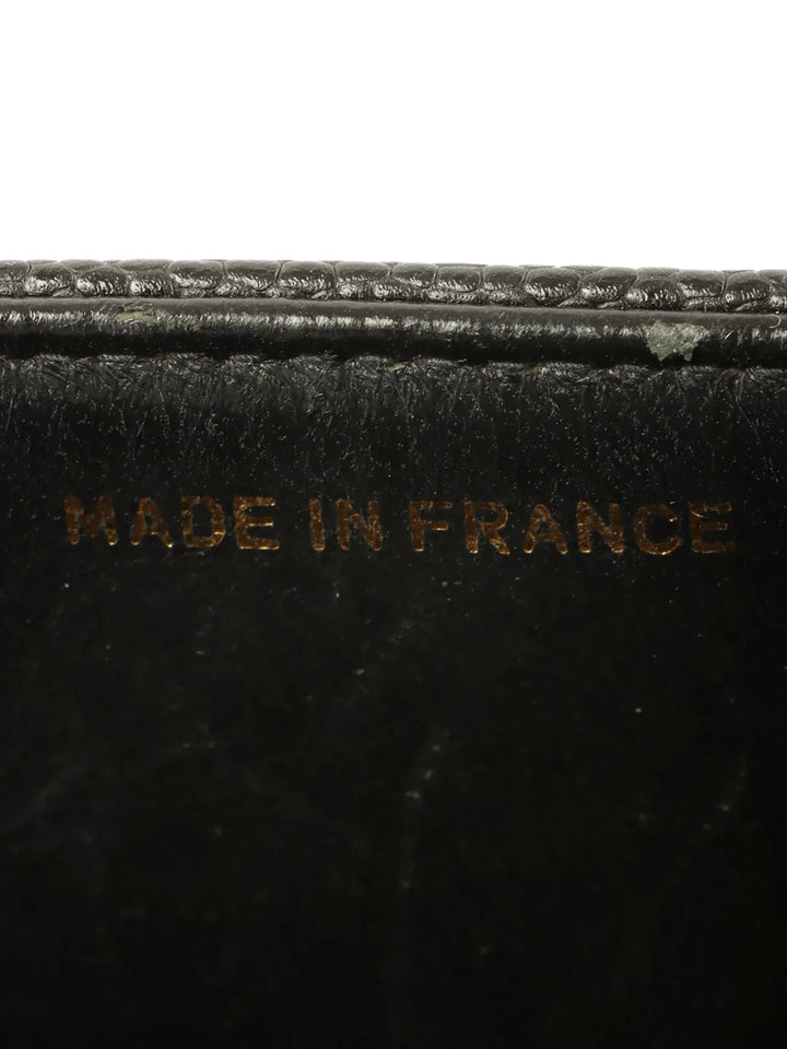 Chanel Around 1995 Made Caviar Skin V Stitch Turn-Lock Chain Bag Black