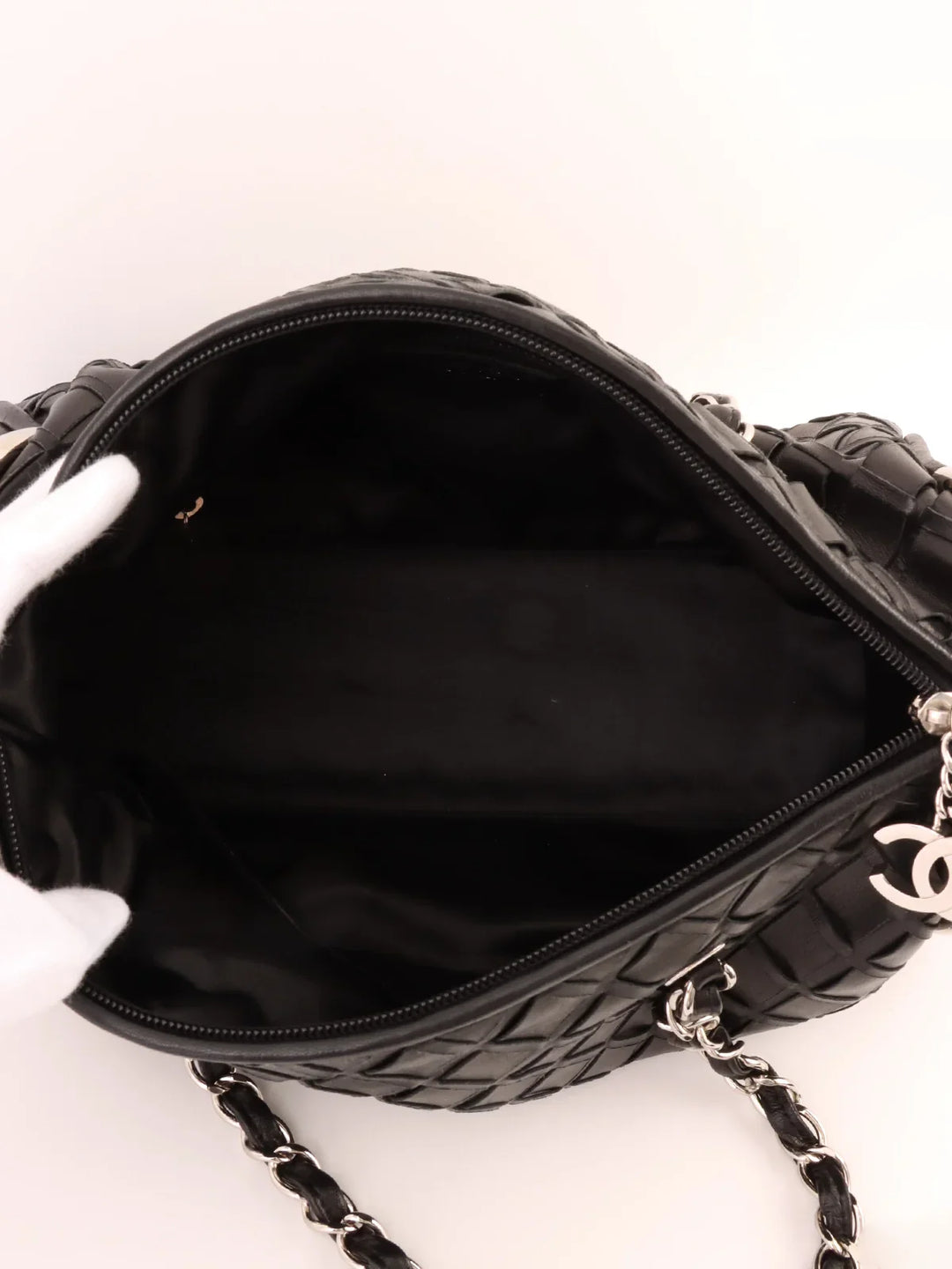Chanel Around 2007 Made Cc Mark Charm Chain Mini Boston Black