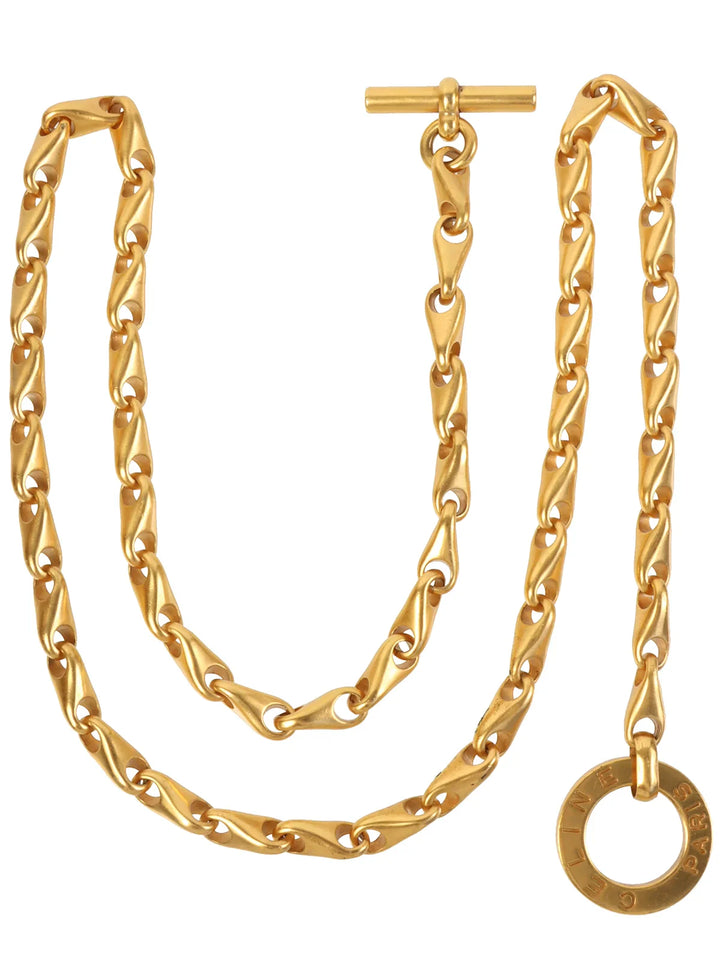 Celine Circle Logo Plate Chain Belt Gold