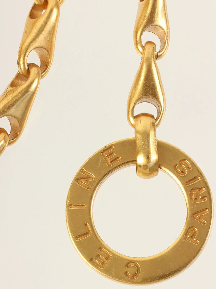 Celine Circle Logo Plate Chain Belt Gold