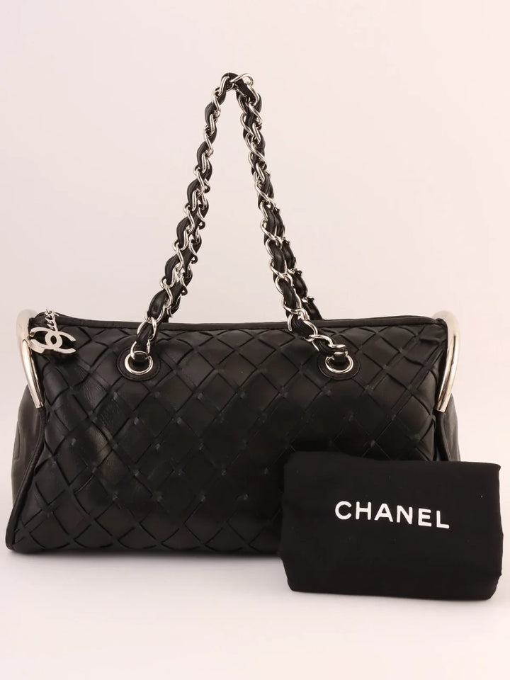 Chanel Around 2007 Made Cc Mark Charm Chain Mini Boston Black