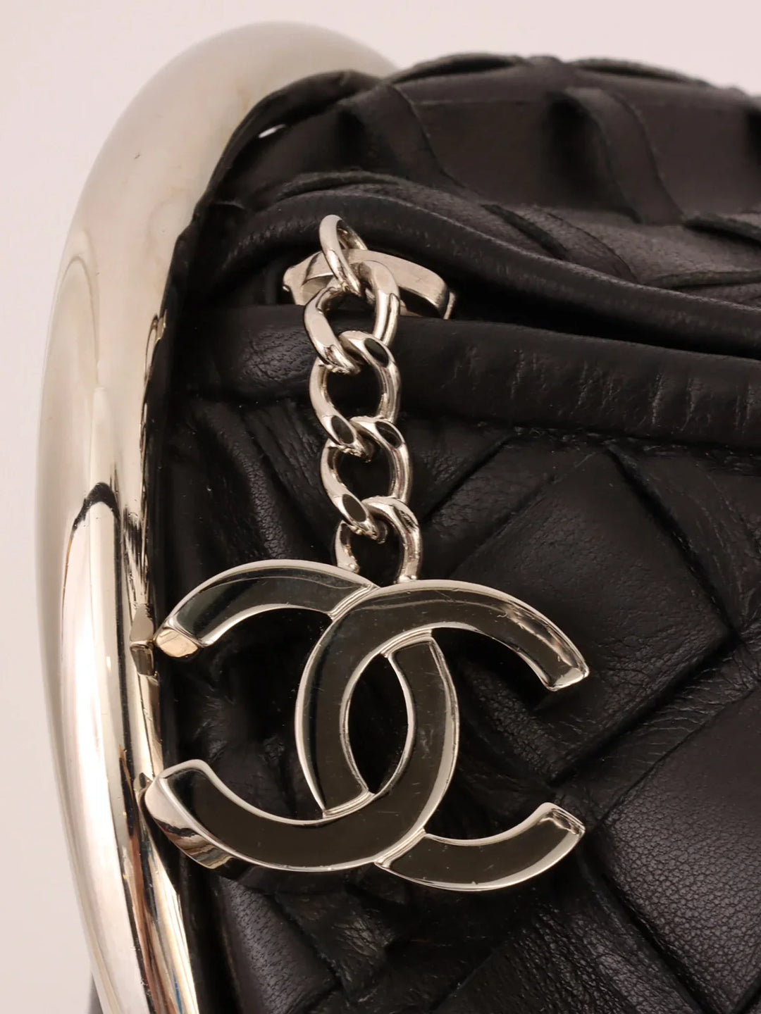Chanel Around 2007 Made Cc Mark Charm Chain Mini Boston Black