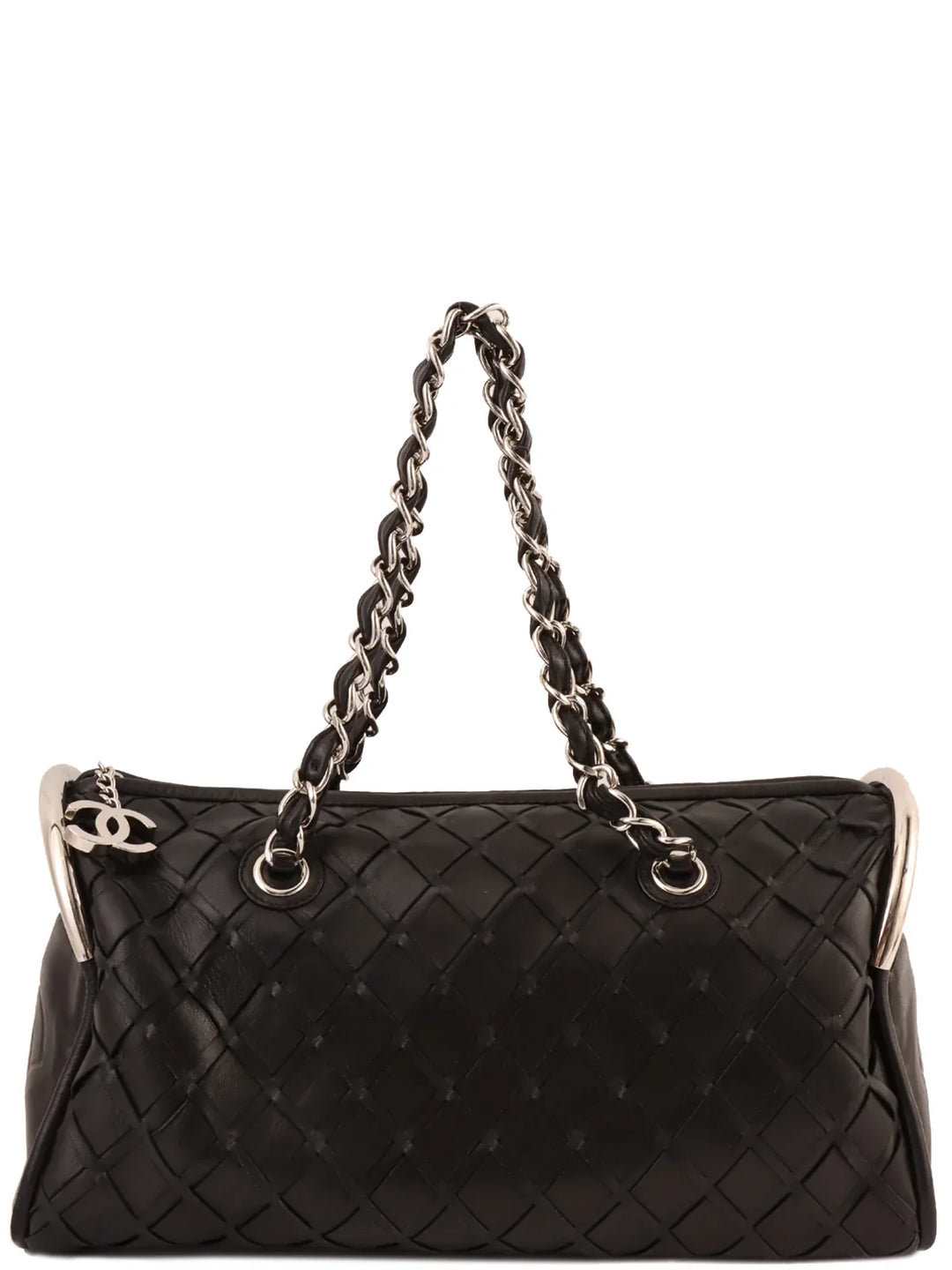 Chanel Around 2007 Made Cc Mark Charm Chain Mini Boston Black