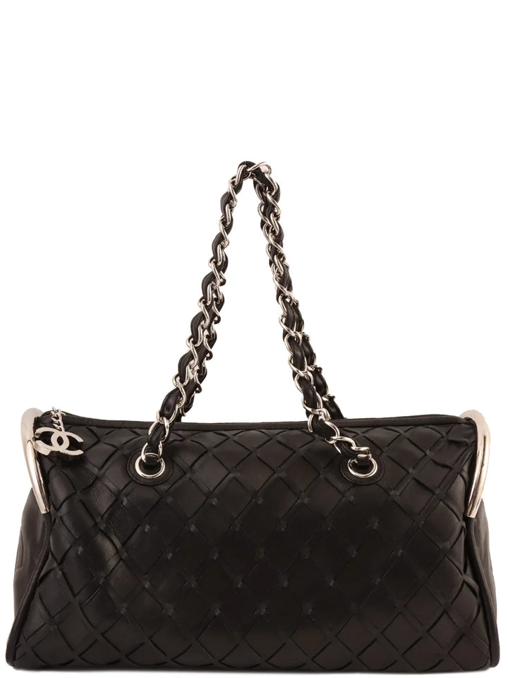 Chanel Around 2007 Made Cc Mark Charm Chain Mini Boston Black
