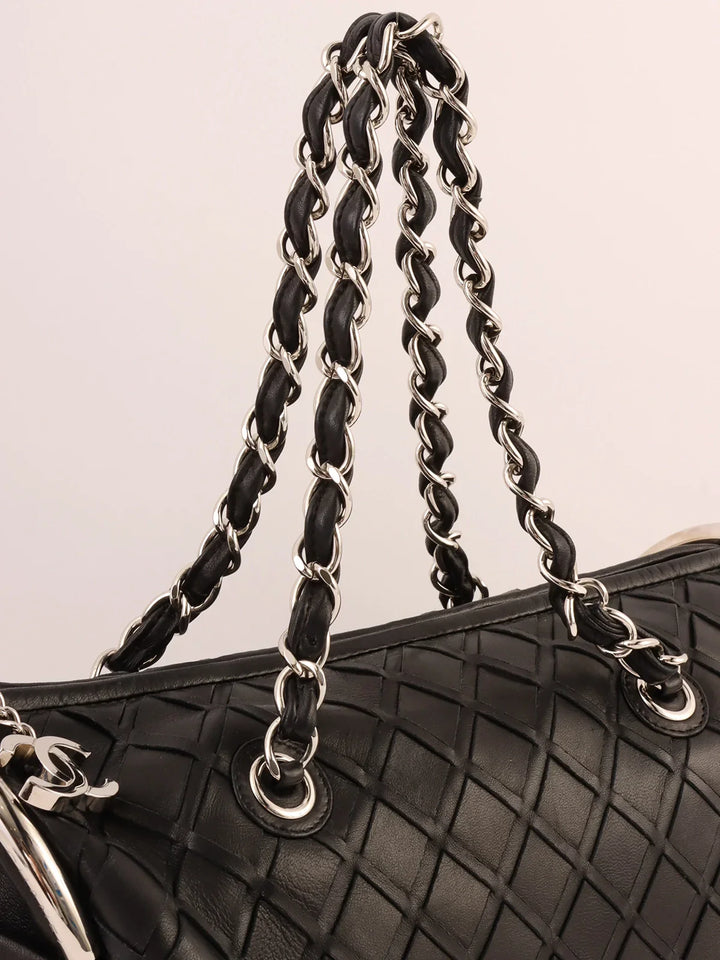 Chanel Around 2007 Made Cc Mark Charm Chain Mini Boston Black