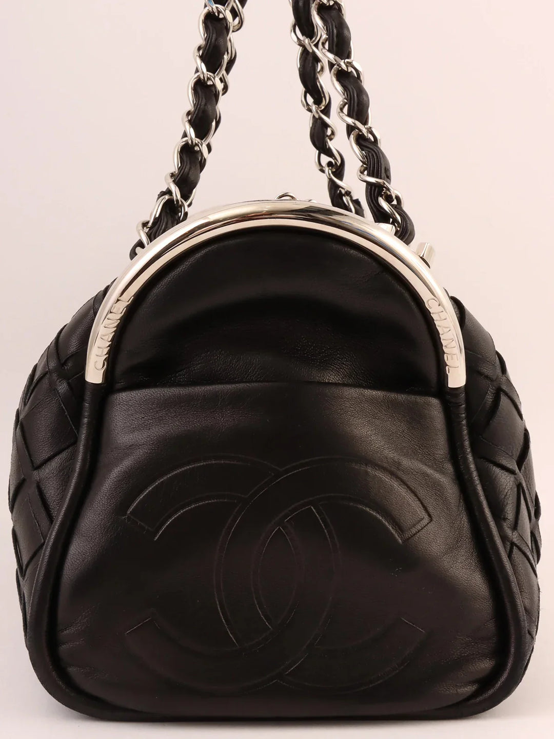 Chanel Around 2007 Made Cc Mark Charm Chain Mini Boston Black