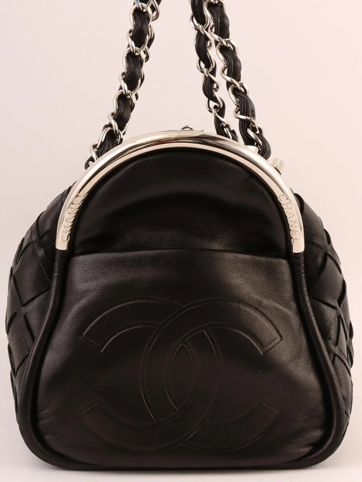 Chanel Around 2007 Made Cc Mark Charm Chain Mini Boston Black