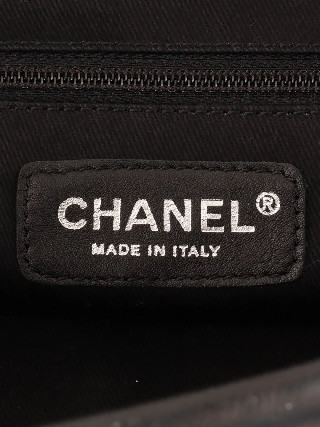 Chanel Around 2005 Made Logo Plate Chain Shoulder Bag Black