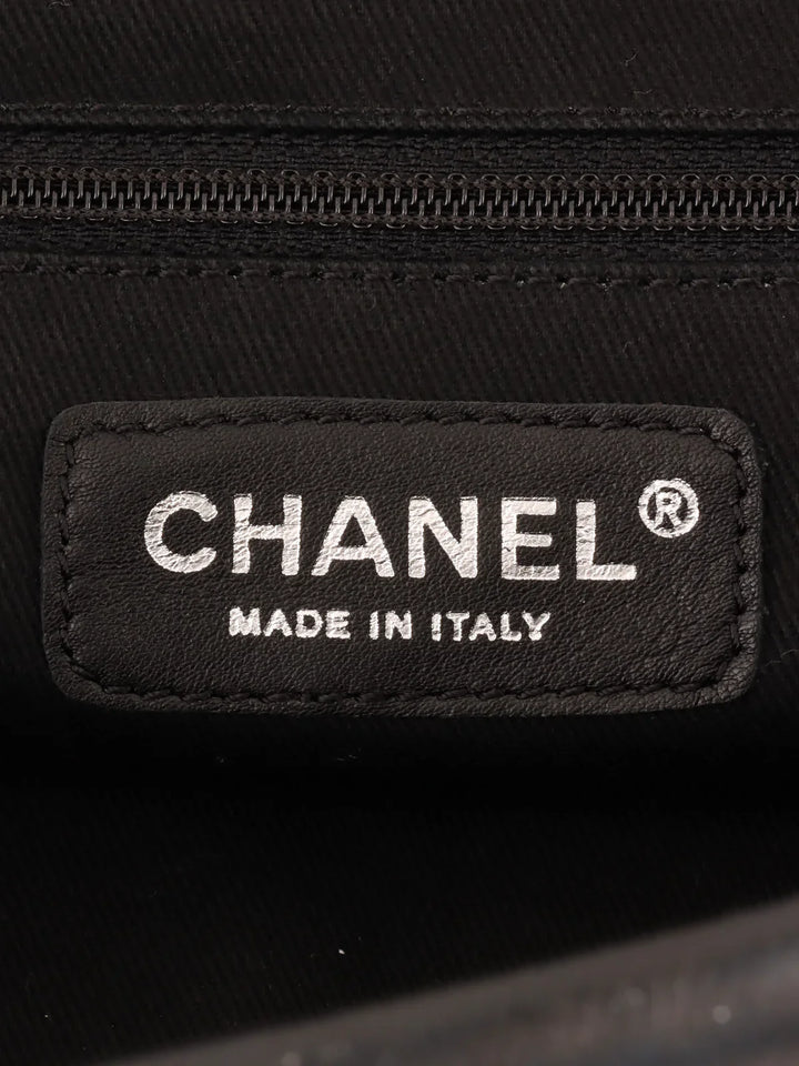 Chanel Around 2005 Made Logo Plate Chain Shoulder Bag Black