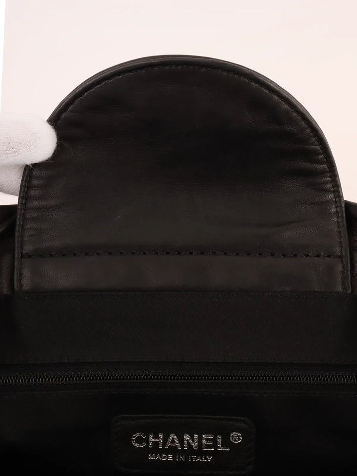 Chanel Around 2005 Made Logo Plate Chain Shoulder Bag Black