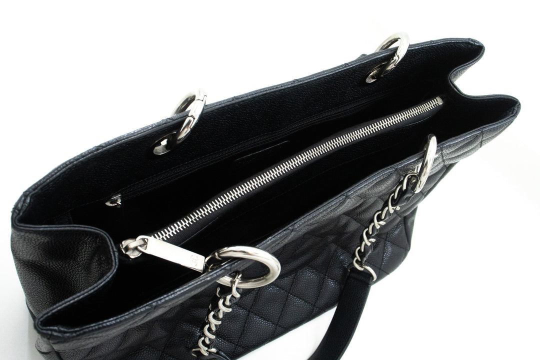 Chanel Caviar GST 13" Grand Shopping Tote Chain Shoulder Bag Black