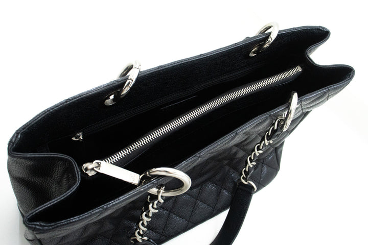 Chanel Caviar GST 13" Grand Shopping Tote Chain Shoulder Bag Black