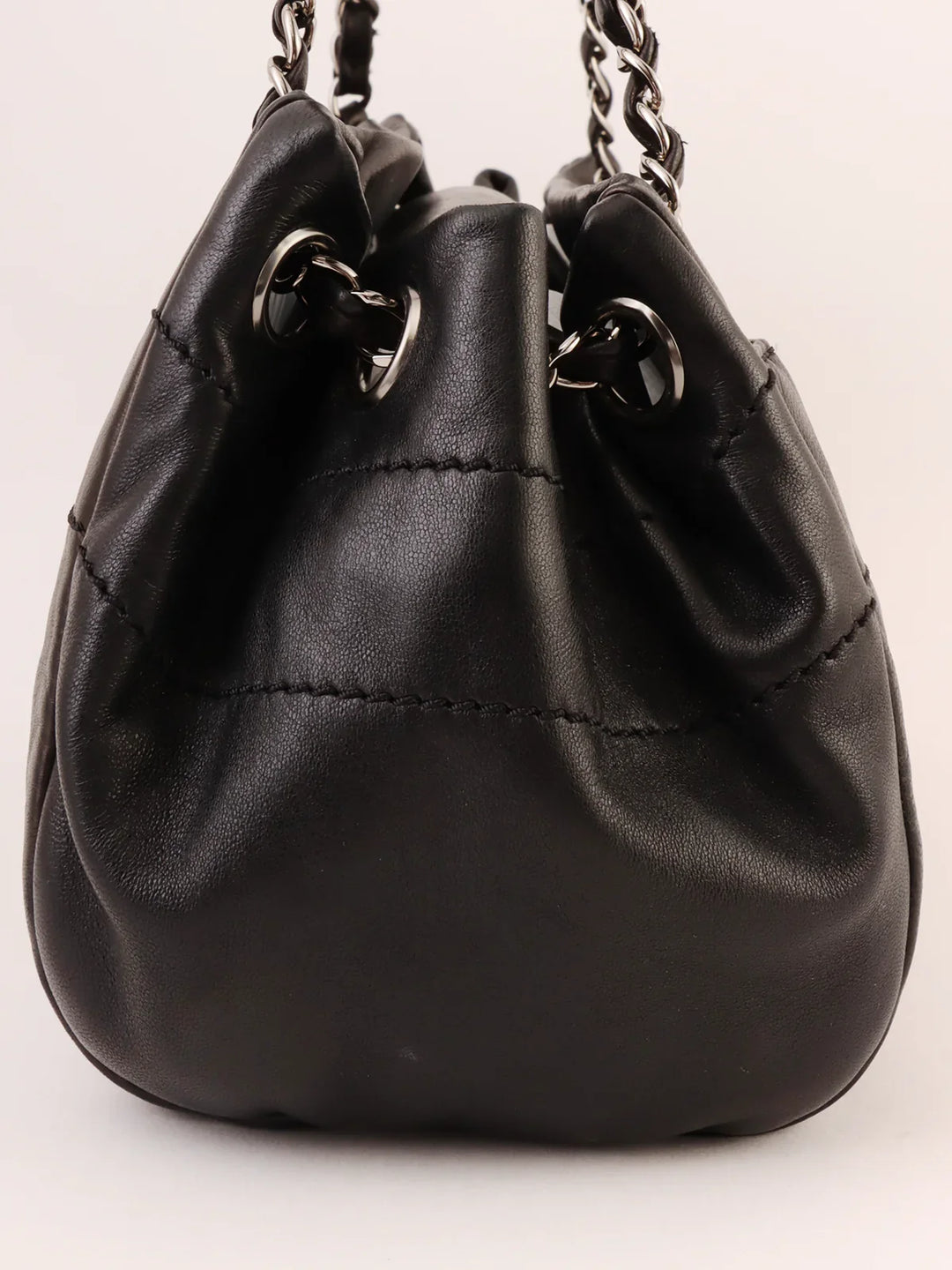 Chanel Around 2005 Made Logo Plate Chain Shoulder Bag Black