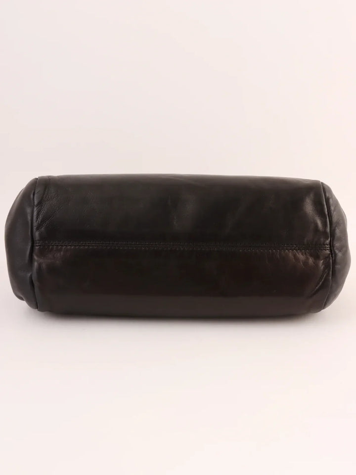 Chanel Around 2005 Made Logo Plate Chain Shoulder Bag Black