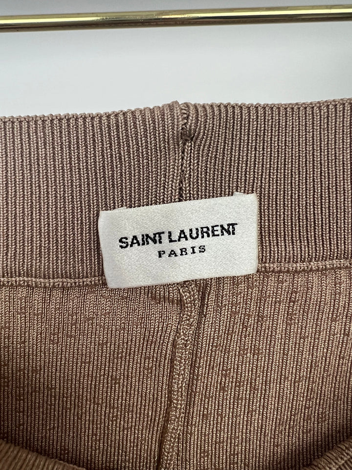 Saint Laurent Camel Ribbed Knit Cycling Shorts Size XS (UK 6)