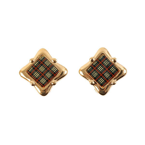 BURBERRY Diamond Check Plate Earrings