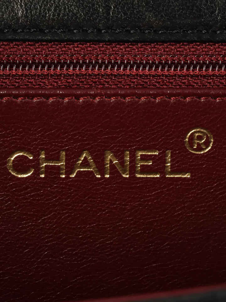 Chanel Around 1998 Made Straight New Cc Mark Plate Chain Bag Black