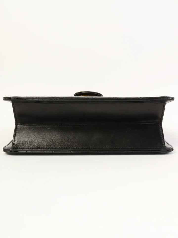 Chanel Around 1998 Made Straight New Cc Mark Plate Chain Bag Black