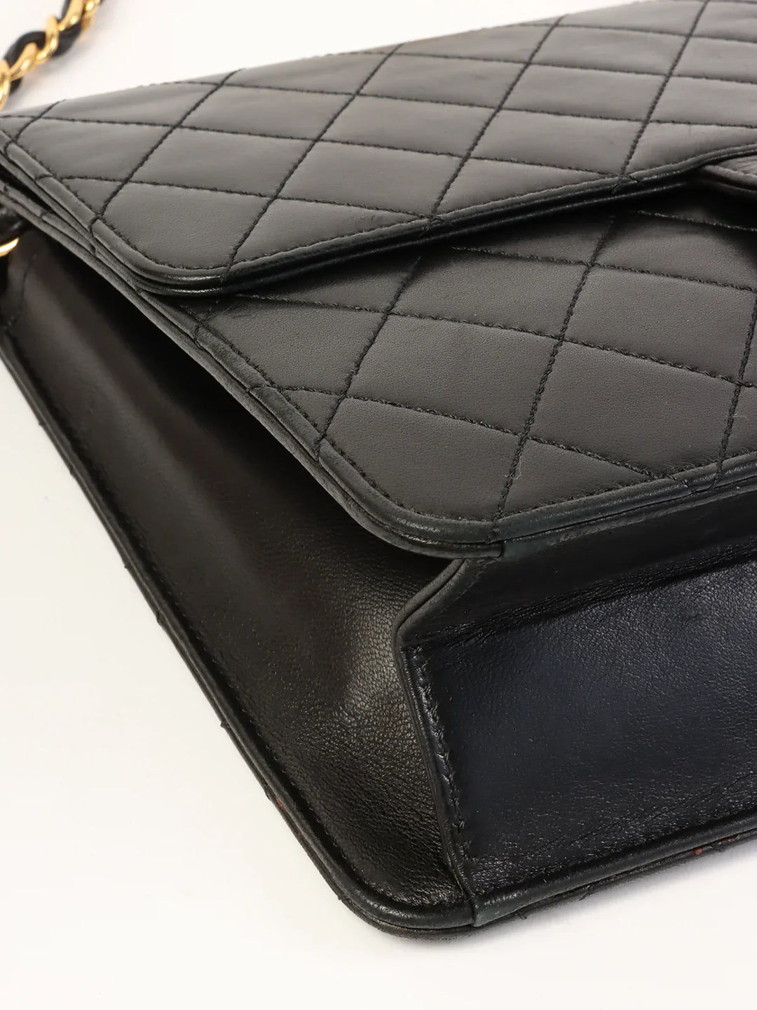 Chanel Around 1998 Made Straight New Cc Mark Plate Chain Bag Black