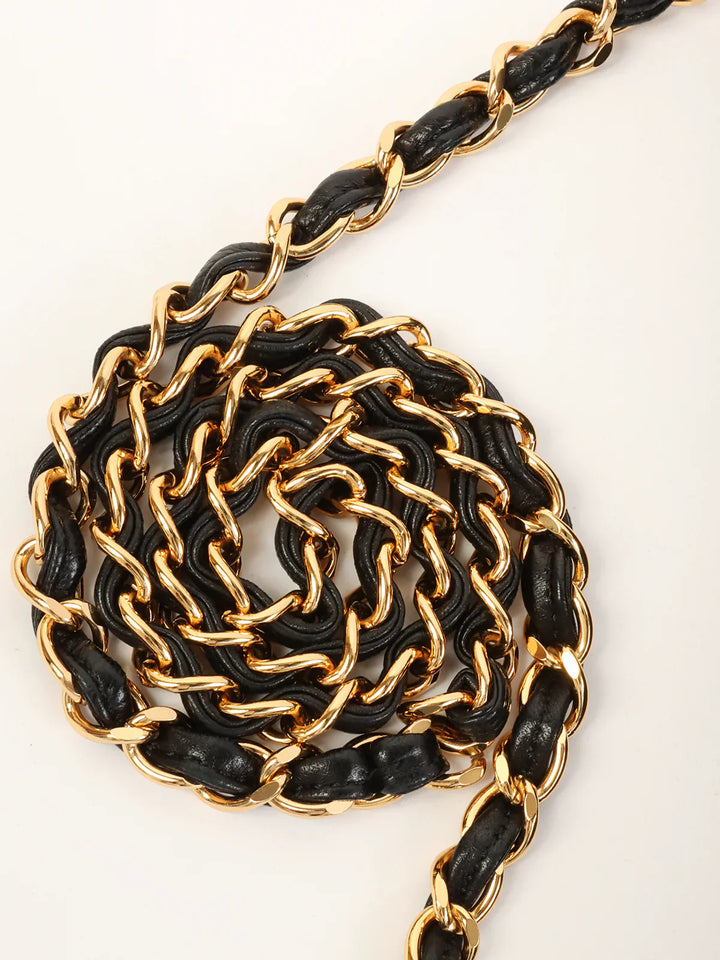 Chanel Around 1998 Made Straight New Cc Mark Plate Chain Bag Black