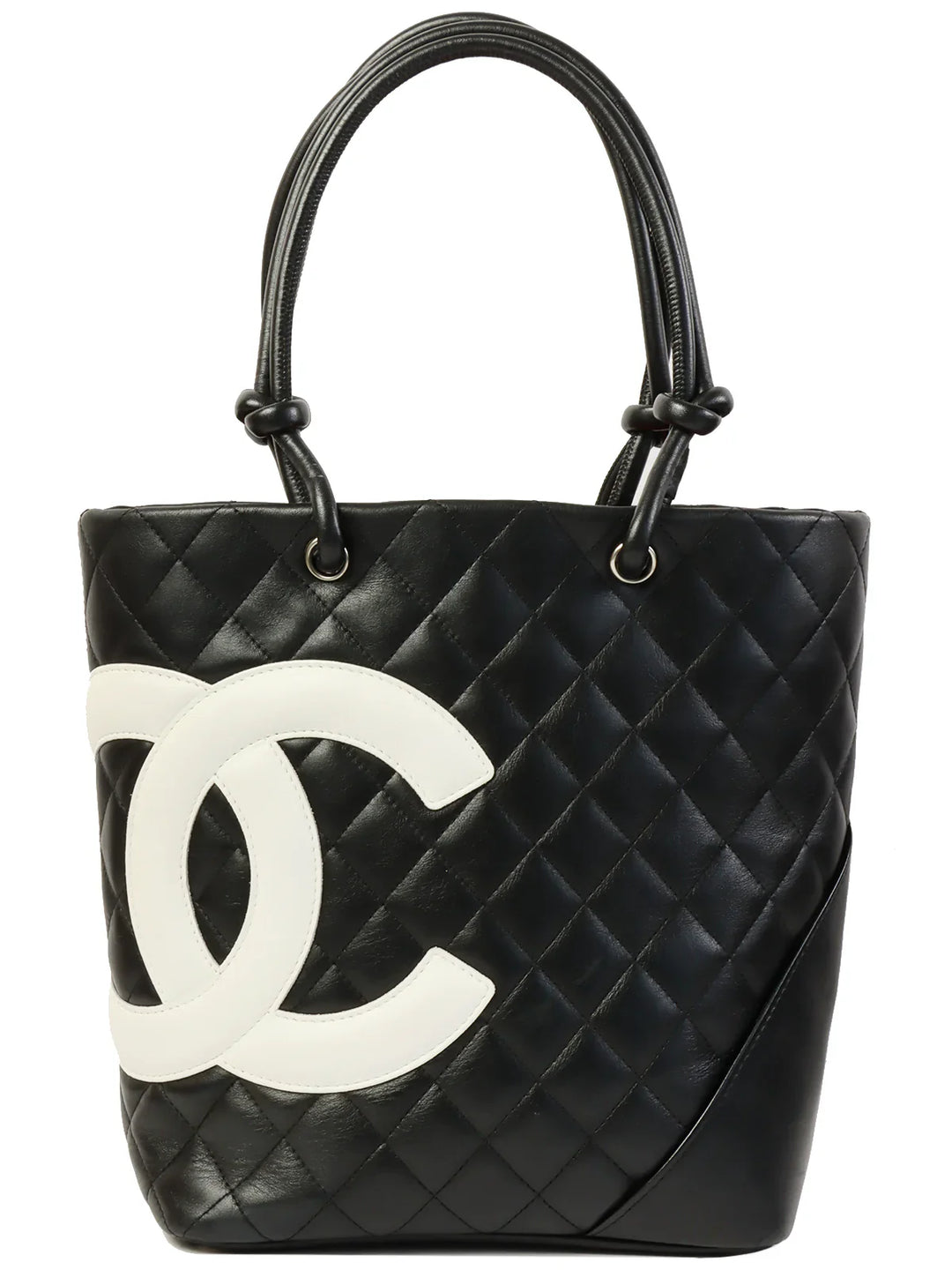 Chanel Around 2004 Made Cambon Tote Bag Black/White
