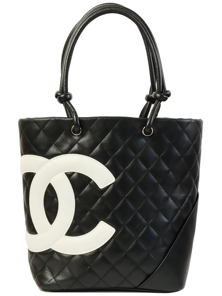 Chanel Around 2004 Made Cambon Tote Bag Black/White