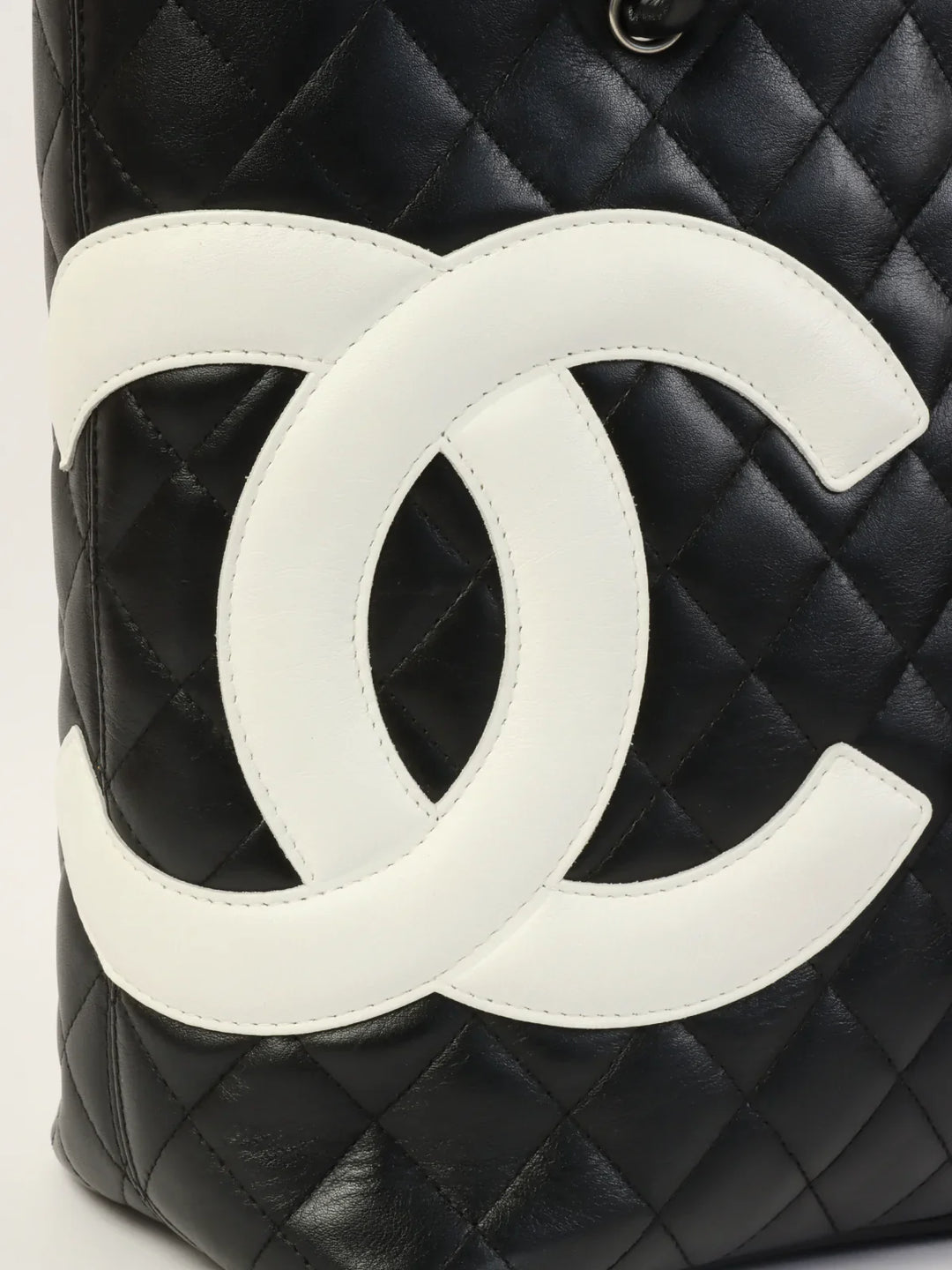 Chanel Around 2004 Made Cambon Tote Bag Black/White