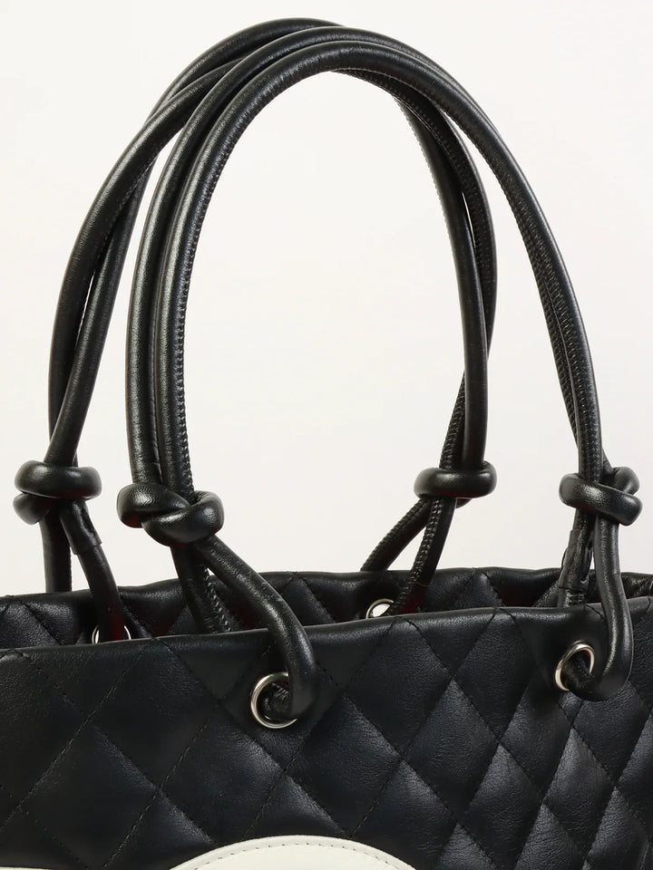 Chanel Around 2004 Made Cambon Tote Bag Black/White