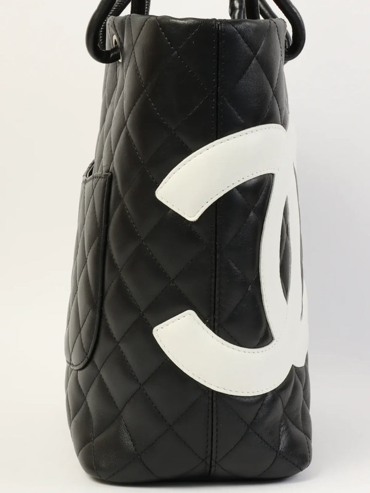 Chanel Around 2004 Made Cambon Tote Bag Black/White