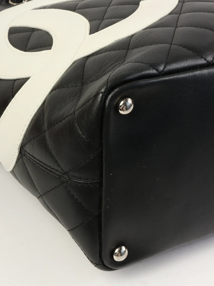 Chanel Around 2004 Made Cambon Tote Bag Black/White