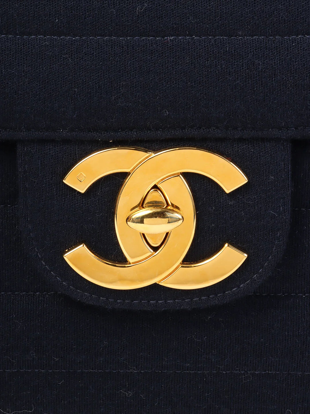 Chanel Around 1995 Made Jersey Straight New Chain Bag Jumbo Navy