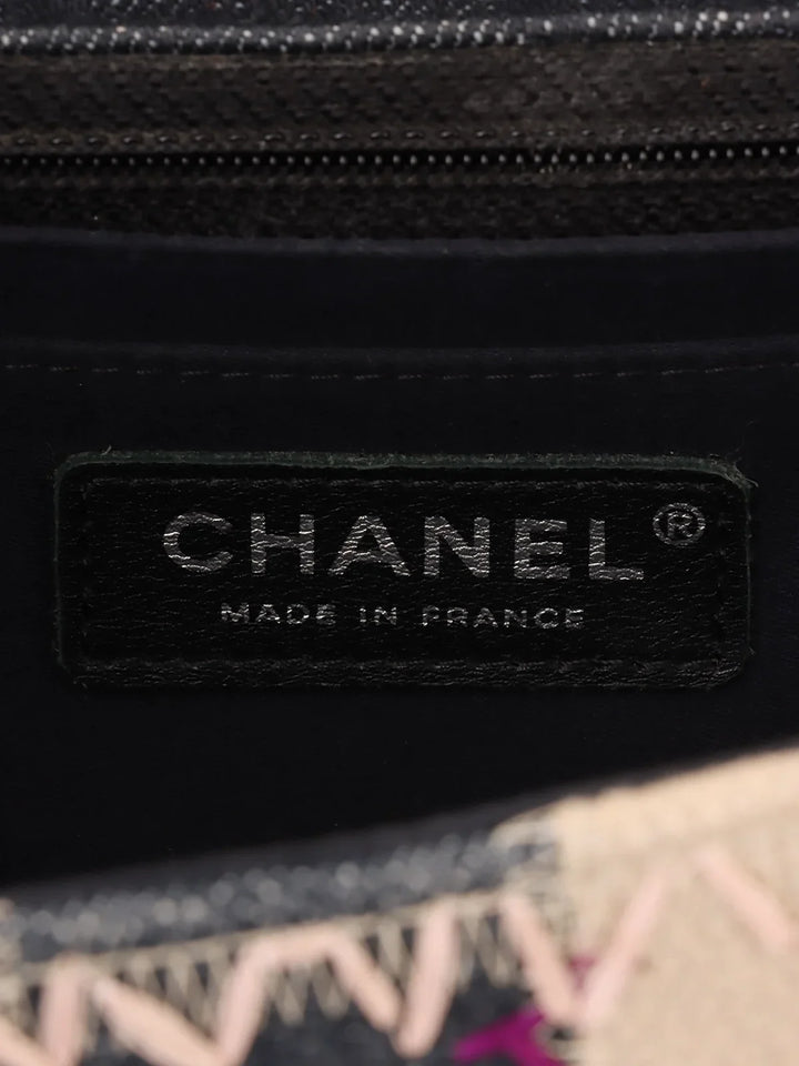 Top Quality Chanel Around 2012 Made Denim Patchworks Turn-Lock Chain Bag Indigo/Multi