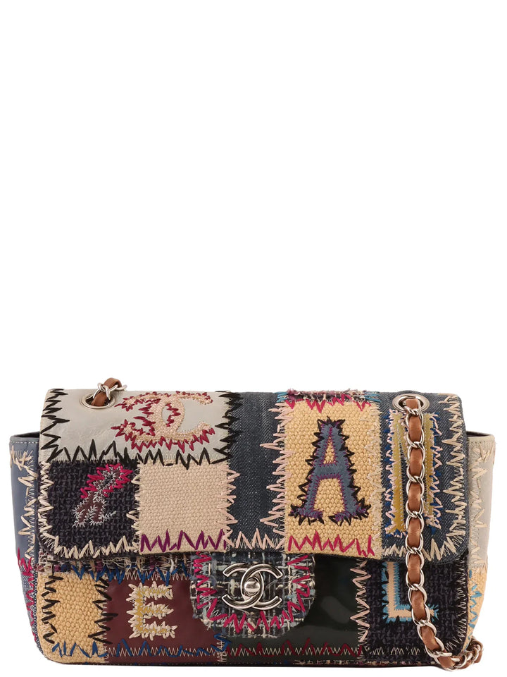 Top Quality Chanel Around 2012 Made Denim Patchworks Turn-Lock Chain Bag Indigo/Multi