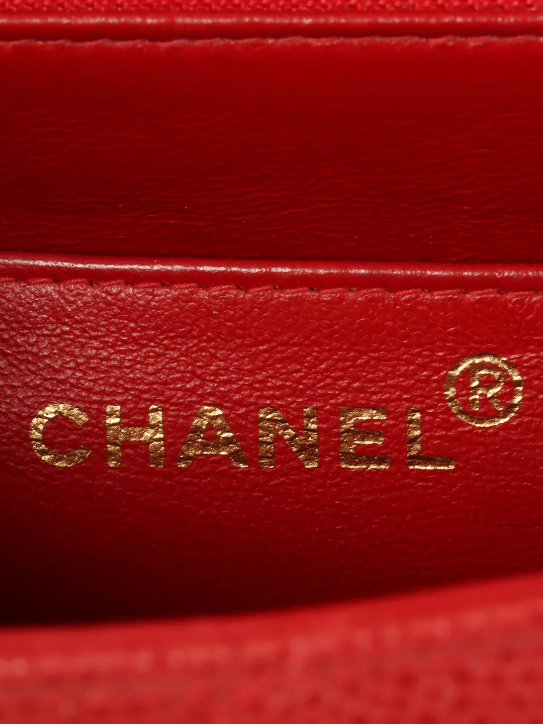 Chanel Around 1995 Made Caviar Skin Mademoiselle Stitch Cc Mark Chain Top Handle Bag Red
