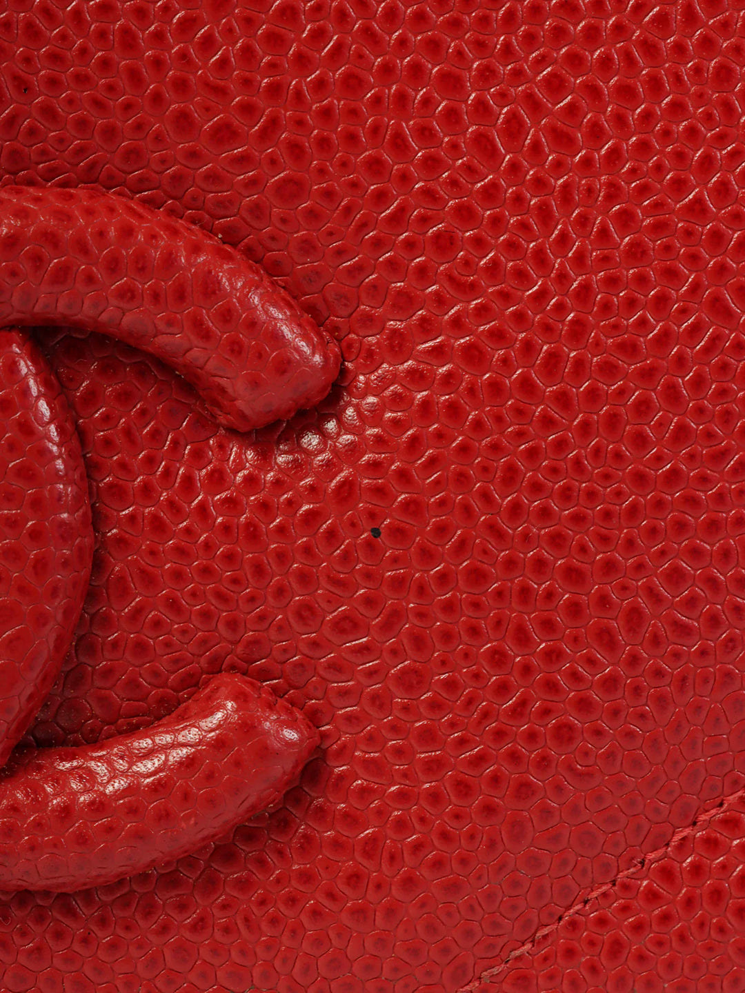 Chanel Around 1995 Made Caviar Skin Mademoiselle Stitch Cc Mark Chain Top Handle Bag Red