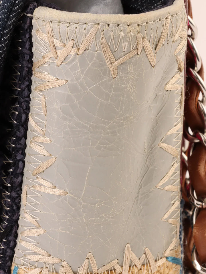 Top Quality Chanel Around 2012 Made Denim Patchworks Turn-Lock Chain Bag Indigo/Multi