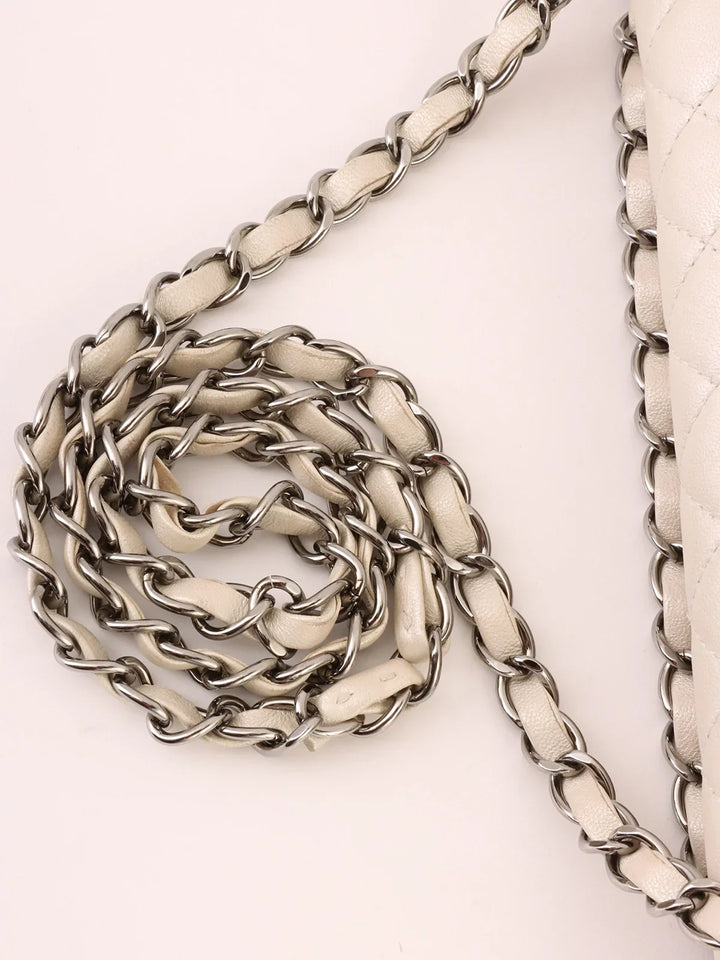 Chanel Around 2008 Made Bicolor 2.55 Chain Shoulder Bag Pearl White/Black