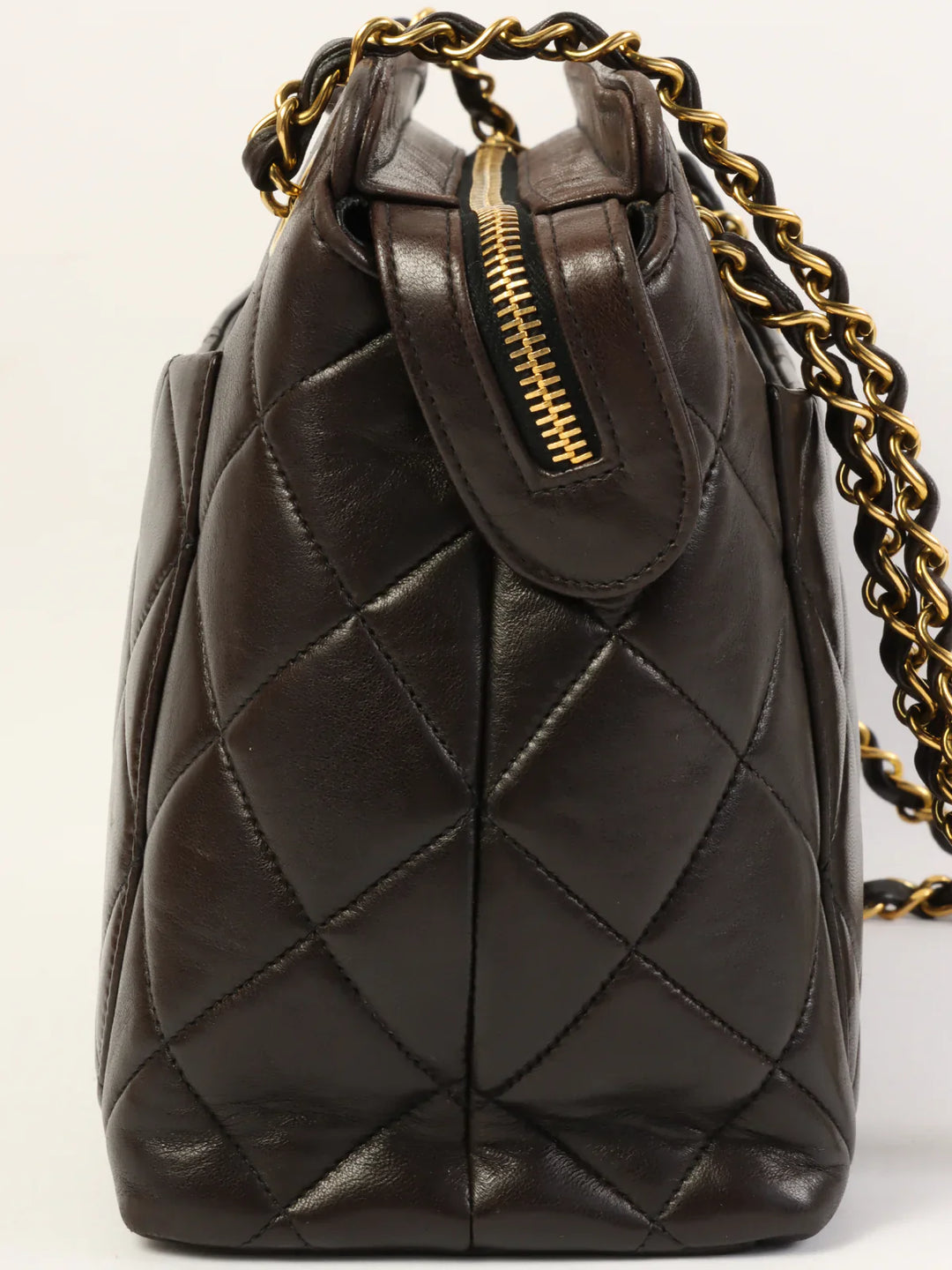 Chanel Around 1995 Made Cc Mark Sun Motif Charm Chain Tote Bag Black